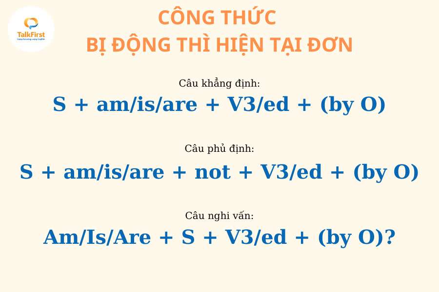 Công thức câu bị động thì hiện tại đơn